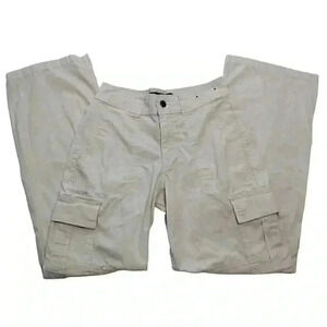 Hollister Womens Size 23 Ivory High Rise Vintage Baggy Khaki Cargo Pants Stretch